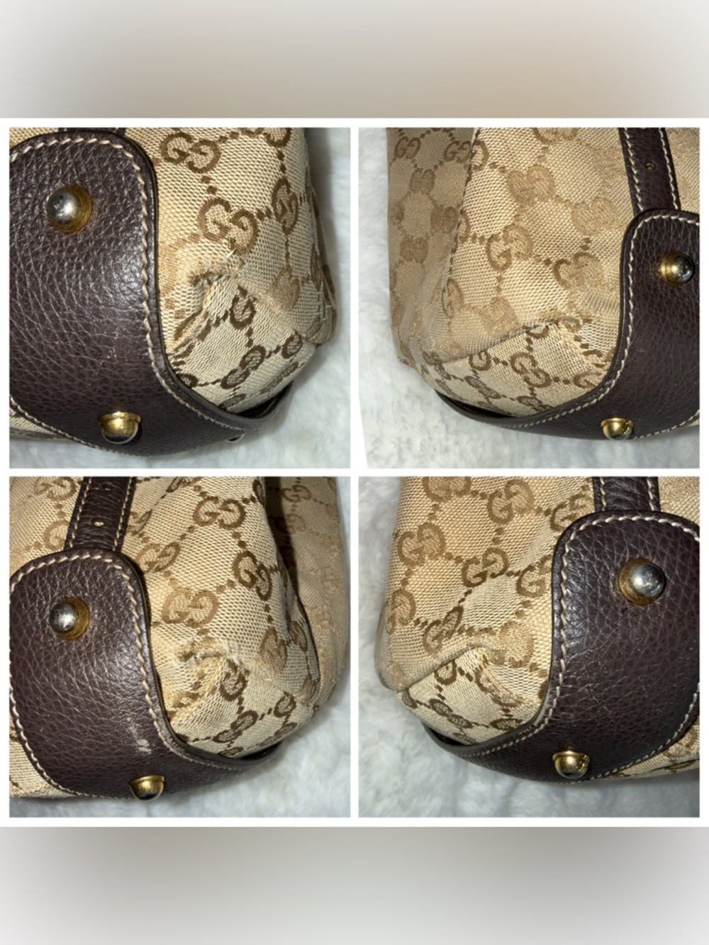 Gucci Tan Monogram Canvas Shoulder Bag with Dark Brown Trim - Picture 9 of 16